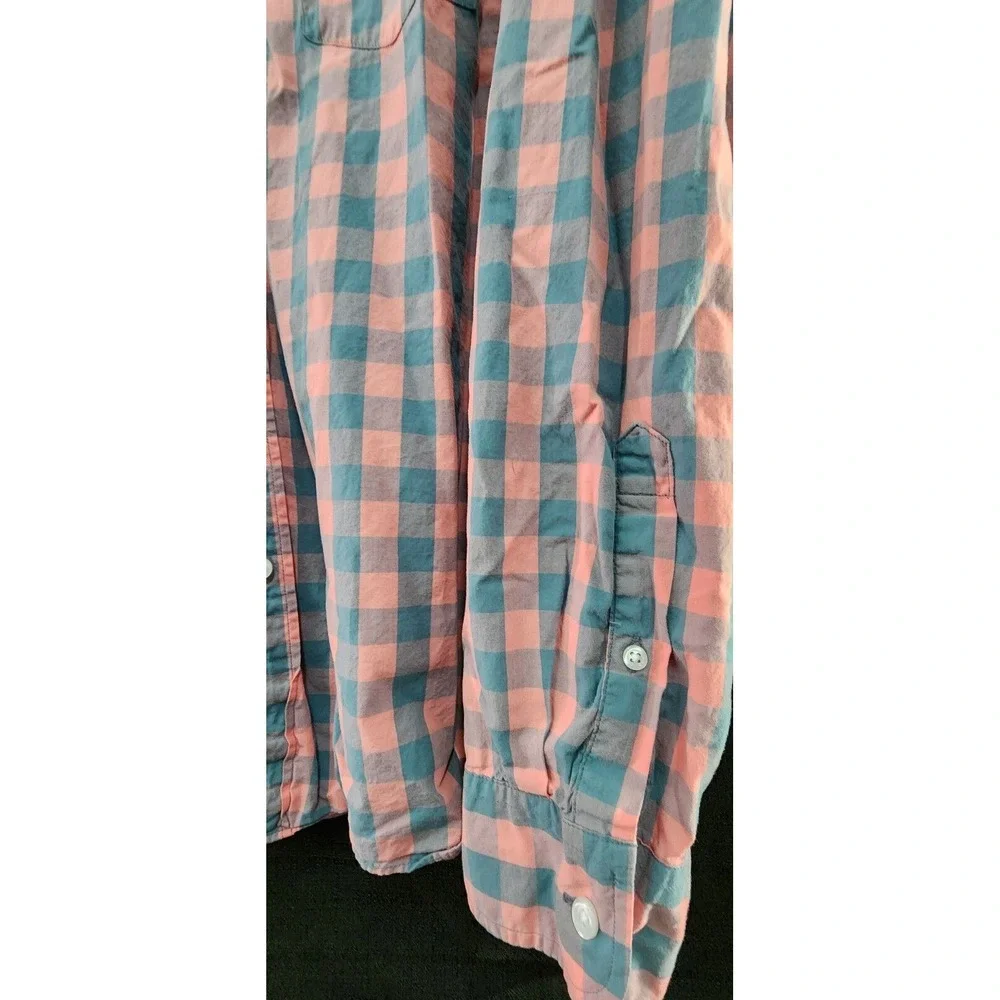 J.‎ Crew Button Up Shirt Mens Xlarge Long Sleeve Pink Grey Check Plaid XL EUC